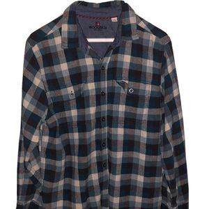 Woolrich Men's Blue Button Up Plaid Shirt - 100% Cotton- Large